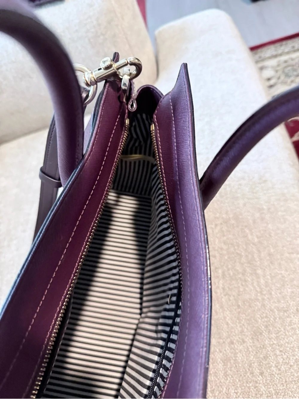 Kate Spade Plum Perforated Leather Satchel with Crossbody Strap